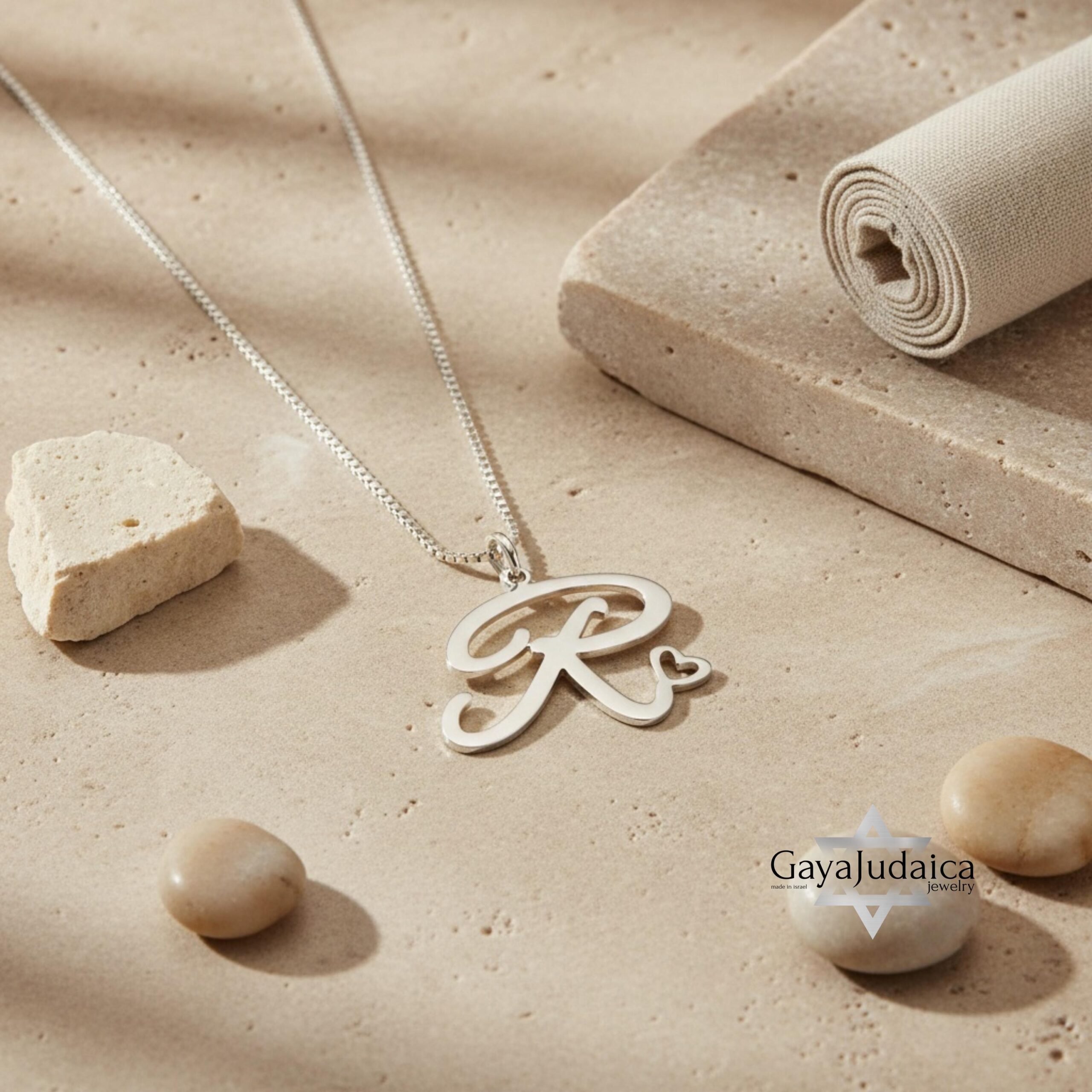 Initial Necklace with Heart, 925 Sterling Silver, Rose or Yellow Gold Plated Initial Necklace with Heart, 925 Sterling Silver, Rose or Yellow Gold Plated