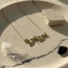 Solid 14K Gold Name Necklace, Hebrew Block Letters, Yellow or White, Made in Israel - handmade in Israel