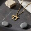Solid 14K gold Chai pendant, handmade in Israel