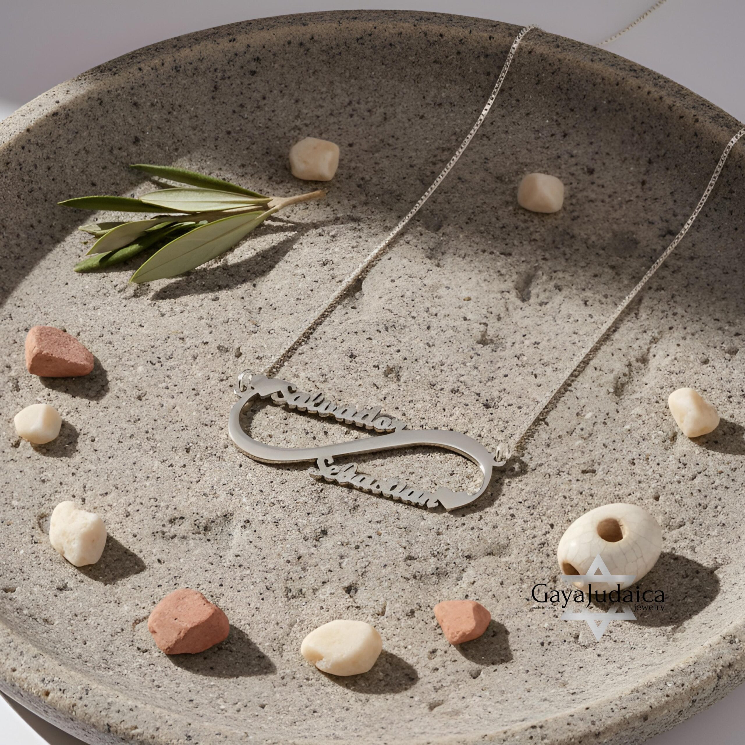Sterling Silver Infinity Necklace, Two Names, 40mm Pendant (Gold Plated) Sterling Silver Infinity Necklace, Two Names, 40mm Pendant (Gold Plated)