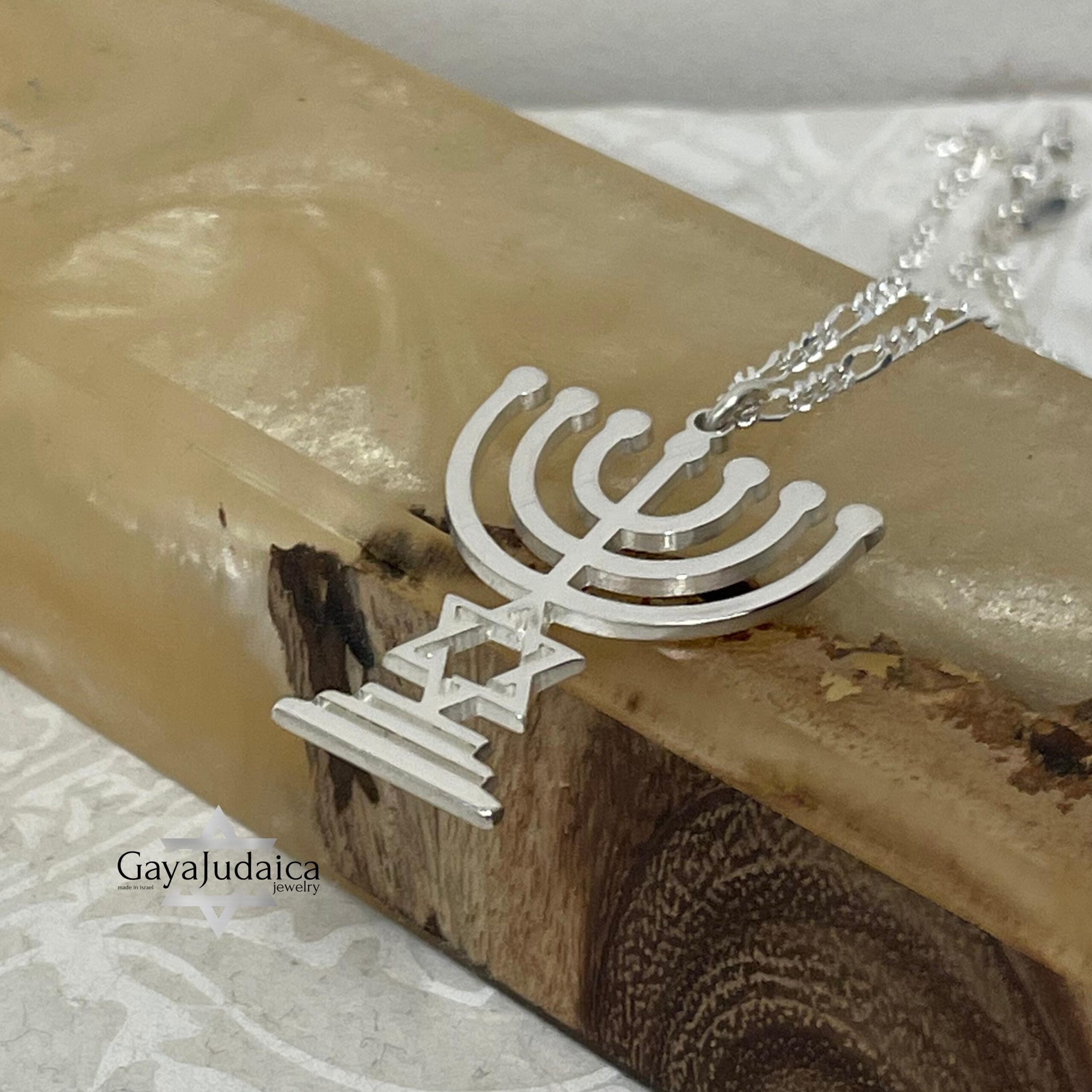 Sterling Silver Star of David Menorah Necklace, Jewish Jewelry Gift Sterling Silver Star of David Menorah Necklace, Jewish Jewelry Gift