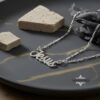 Handmade Sterling Silver Name Necklace, Rounded Script, Made in Israel (40mm) - handmade in Israel