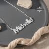 Nameplate Necklace, 925 Sterling Silver Bold Block Letters, Rose or Yellow Gold Plated - handmade in Israel