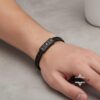 Black stainless steel name bracelet, made in Israel