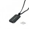 Onyx Dog Tag Necklace for Men, Engraved Black Stainless Steel Pendant, Curb Chain - handmade in Israel