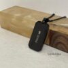 Onyx Dog Tag Necklace for Men, Engraved Black Stainless Steel Pendant, Curb Chain - handmade in Israel