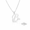Initial Necklace 14K Solid Gold, Script Letter with Heart Charm, 25mm Pendant - handmade in Israel