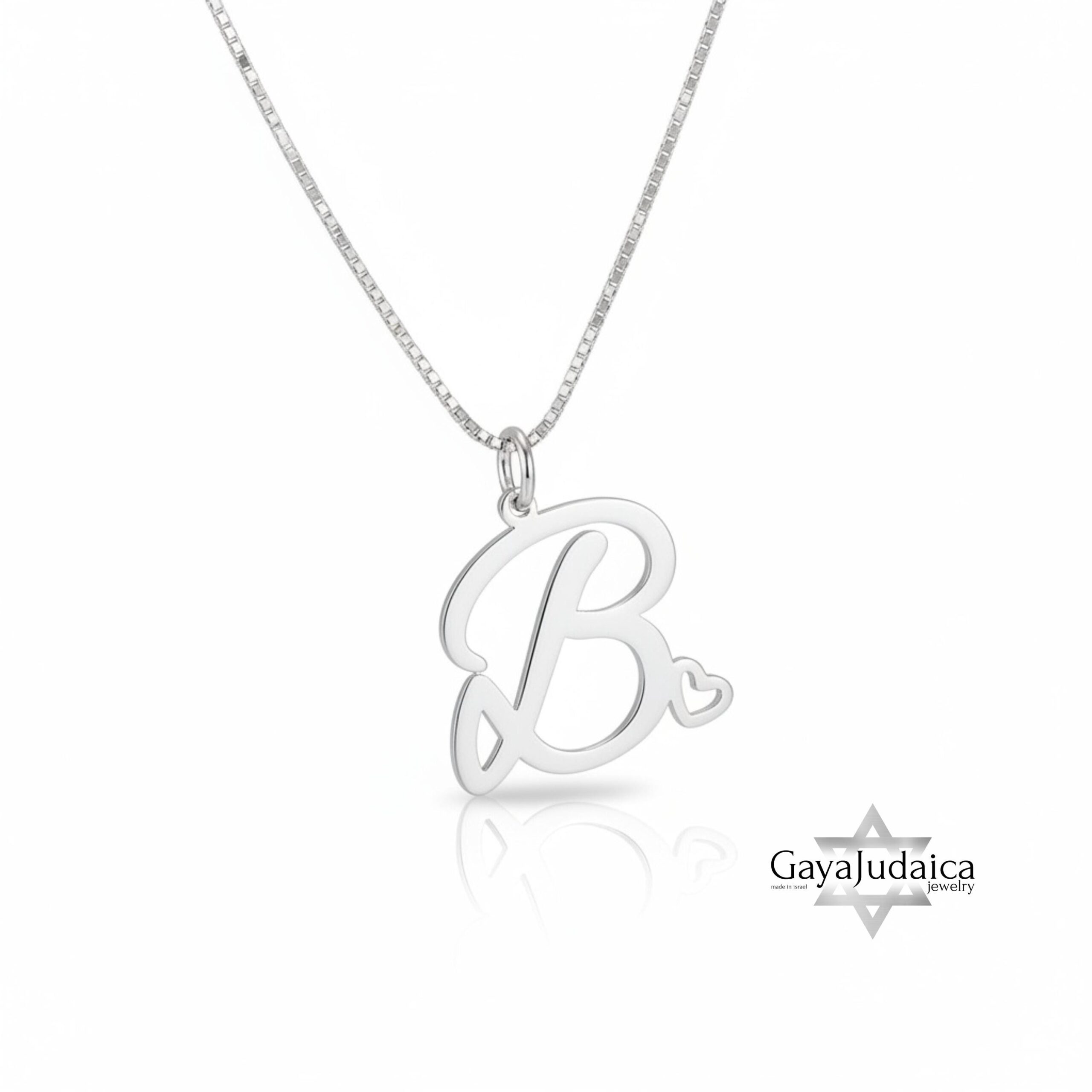 Initial Necklace with Heart, 925 Sterling Silver, Rose or Yellow Gold Plated Initial Necklace with Heart, 925 Sterling Silver, Rose or Yellow Gold Plated