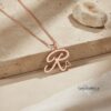 Initial Necklace with Heart, 925 Sterling Silver, Rose or Yellow Gold Plated, 25 mm - handmade in Israel