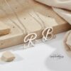 Initial Necklace with Heart, 925 Sterling Silver, Rose or Yellow Gold Plated, 25 mm - handmade in Israel