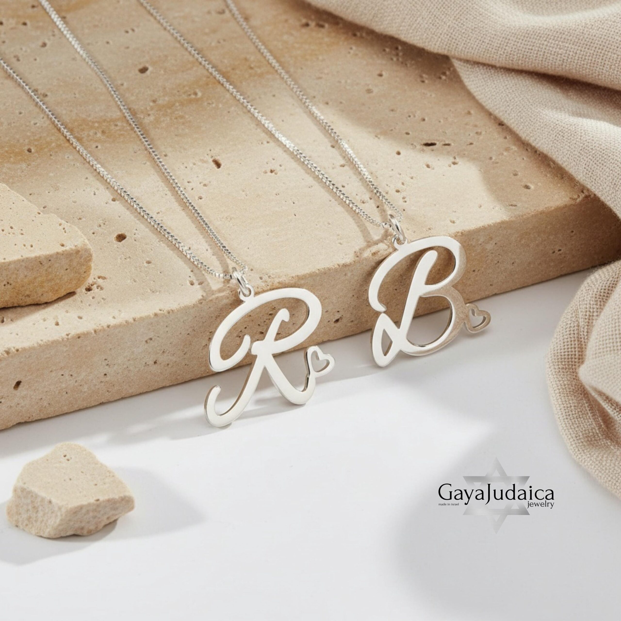 Initial Necklace with Heart, 925 Sterling Silver, Rose or Yellow Gold Plated Initial Necklace with Heart, 925 Sterling Silver, Rose or Yellow Gold Plated