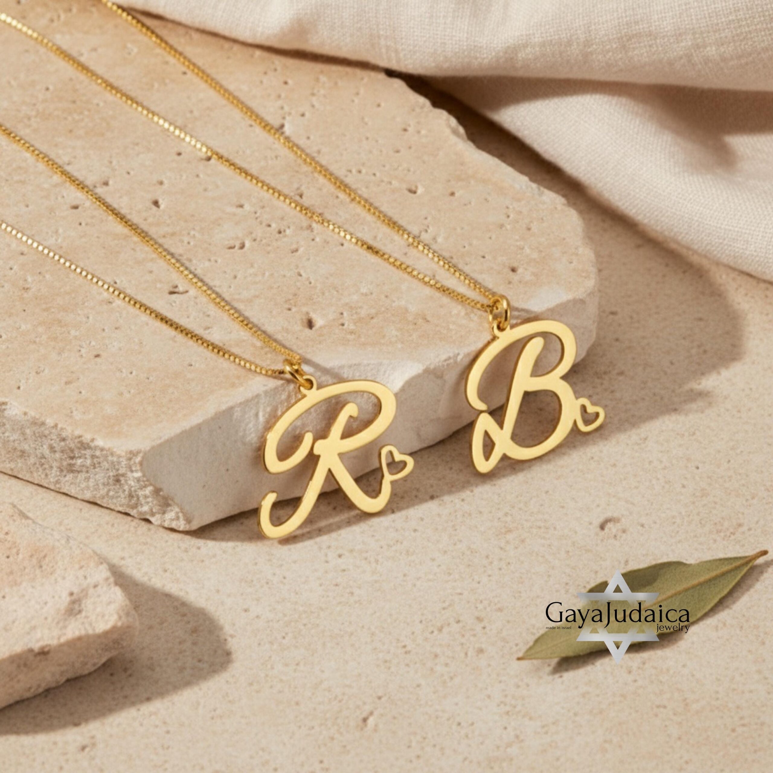 Initial Necklace with Heart, 925 Sterling Silver, Rose or Yellow Gold Plated Initial Necklace with Heart, 925 Sterling Silver, Rose or Yellow Gold Plated