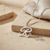 Initial Necklace with Heart, 925 Sterling Silver, Rose or Yellow Gold Plated, 25 mm - handmade in Israel