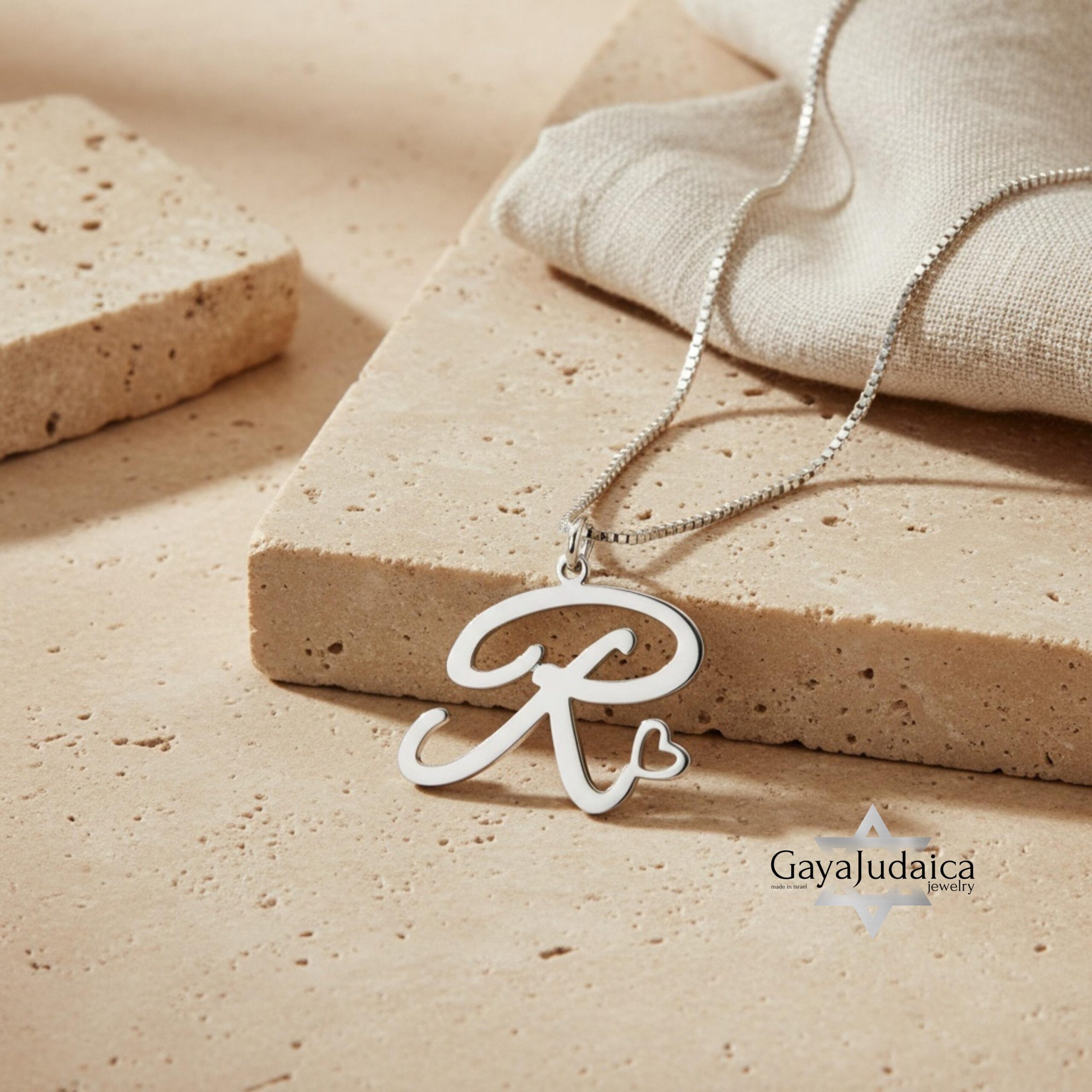 Initial Necklace with Heart, 925 Sterling Silver, Rose or Yellow Gold Plated Initial Necklace with Heart, 925 Sterling Silver, Rose or Yellow Gold Plated
