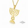 Sterling Silver Star of David Menorah Necklace - Jewish Jewelry Gift - handmade in Israel