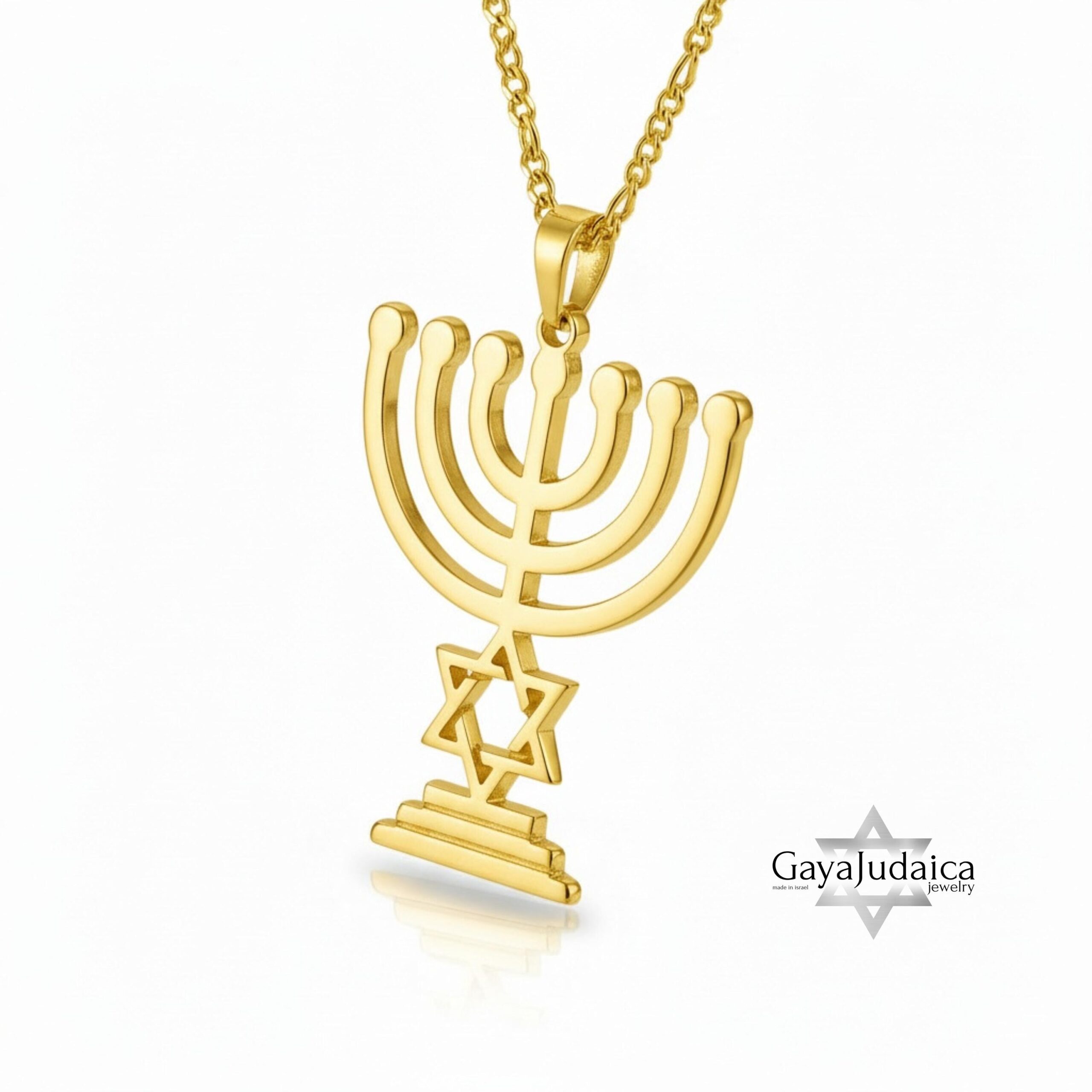 Sterling Silver Star of David Menorah Necklace, Jewish Jewelry Gift Sterling Silver Star of David Menorah Necklace, Jewish Jewelry Gift