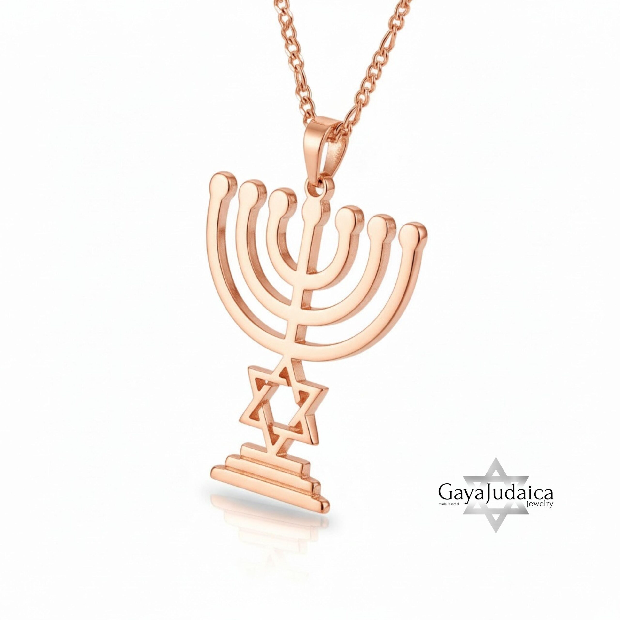 Sterling Silver Star of David Menorah Necklace, Jewish Jewelry Gift Sterling Silver Star of David Menorah Necklace, Jewish Jewelry Gift