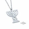 Sterling Silver Star of David Menorah Necklace - Jewish Jewelry Gift - handmade in Israel