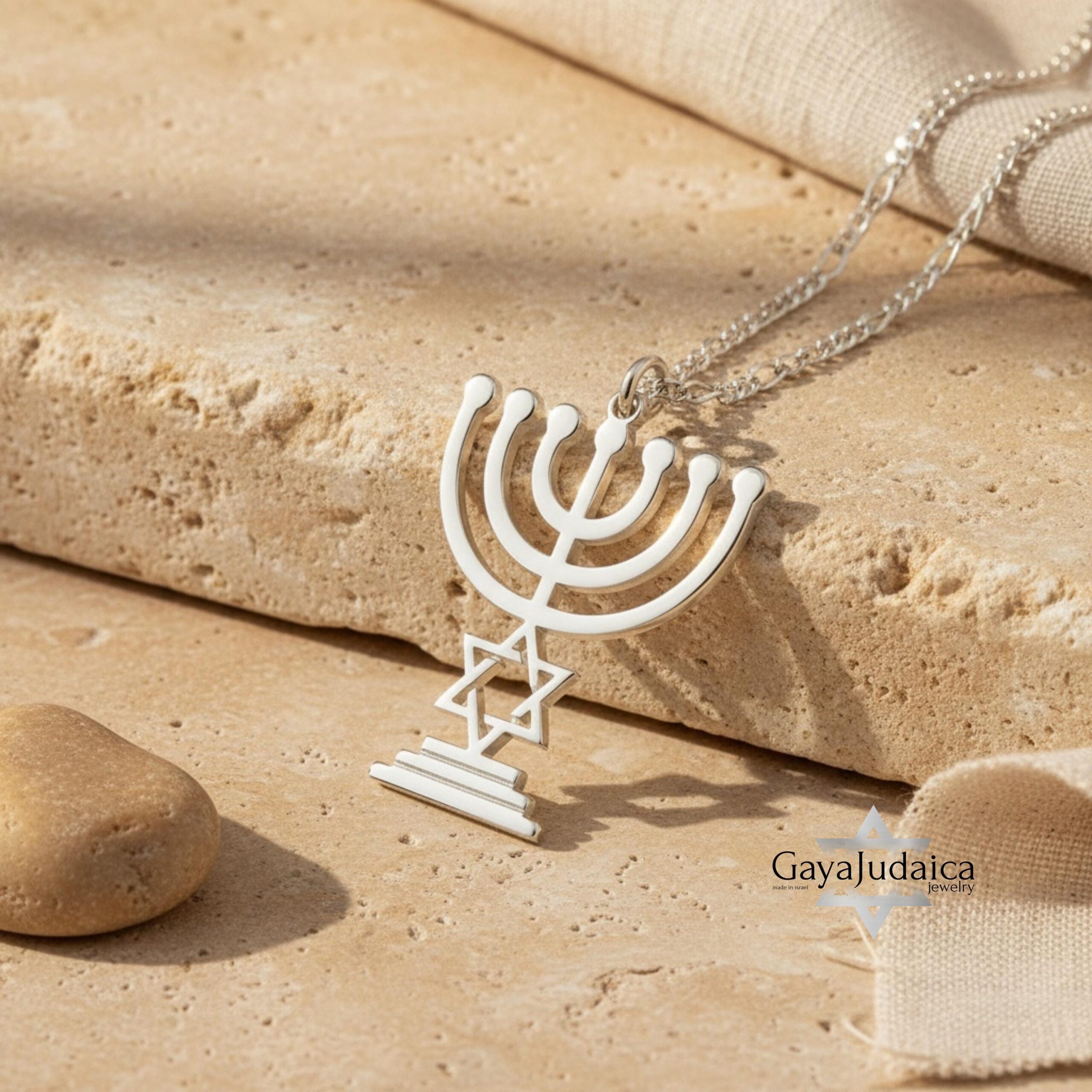 Sterling Silver Star of David Menorah Necklace, Jewish Jewelry Gift Sterling Silver Star of David Menorah Necklace, Jewish Jewelry Gift