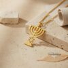 Sterling Silver Star of David Menorah Necklace - Jewish Jewelry Gift - handmade in Israel