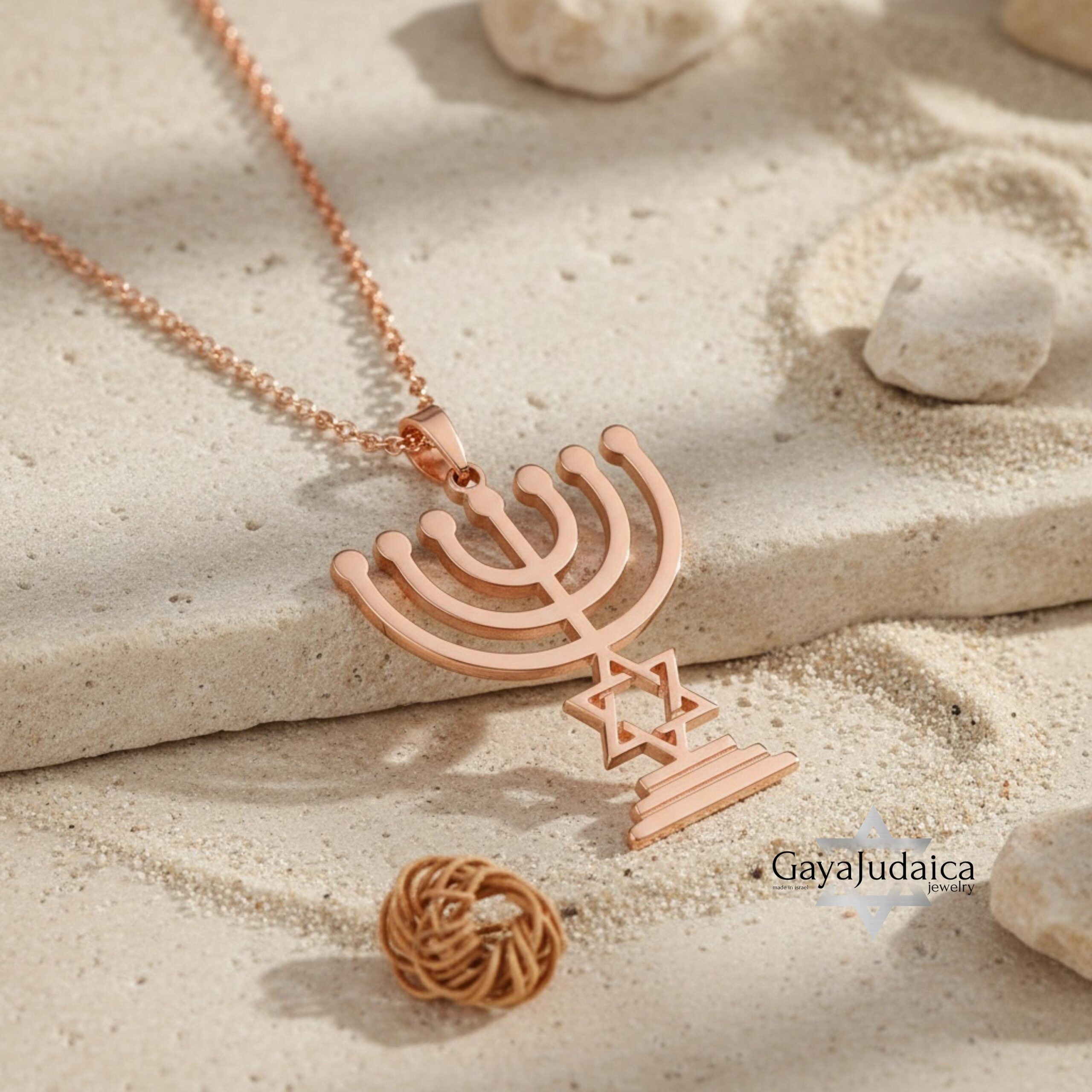 Sterling Silver Star of David Menorah Necklace, Jewish Jewelry Gift Sterling Silver Star of David Menorah Necklace, Jewish Jewelry Gift