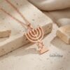 Sterling Silver Star of David Menorah Necklace - Jewish Jewelry Gift - handmade in Israel