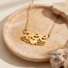 Custom Name Necklace in Hebrew, Sterling Silver Block Letters 17mm, Gold or Rose Plated - handmade in Israel