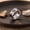 14K Gold Hebrew Wedding Band 8mm- Judaica Scripture Ring - handmade in Israel