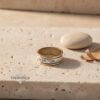 Two-Tone Sparkling Hebrew Bible Verse Ring - Sterling Silver & 14K Gold - handmade in Israel