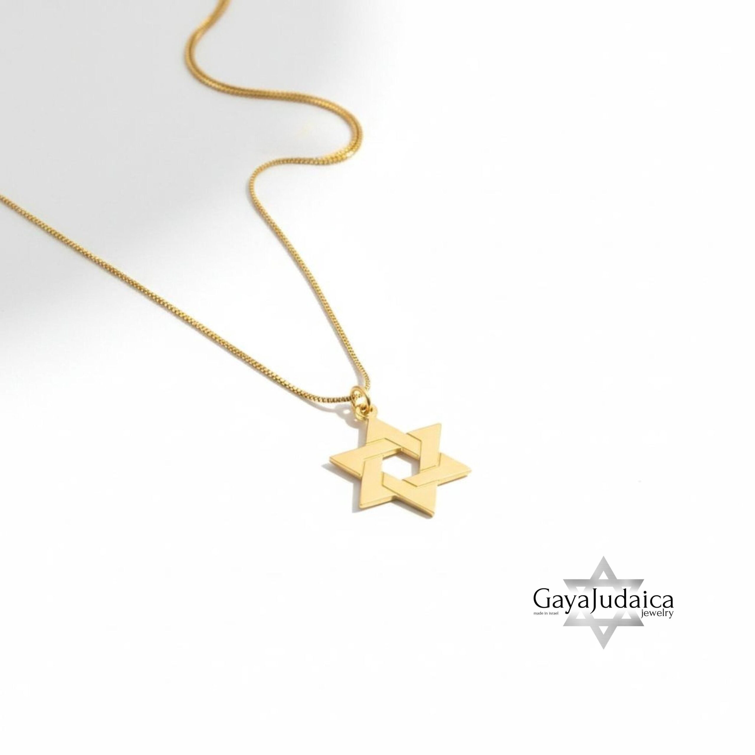 14K Gold Star of David Necklace, Handmade Judaica Jewelry, Israel 14K Gold Star of David Necklace, Handmade Judaica Jewelry, Israel