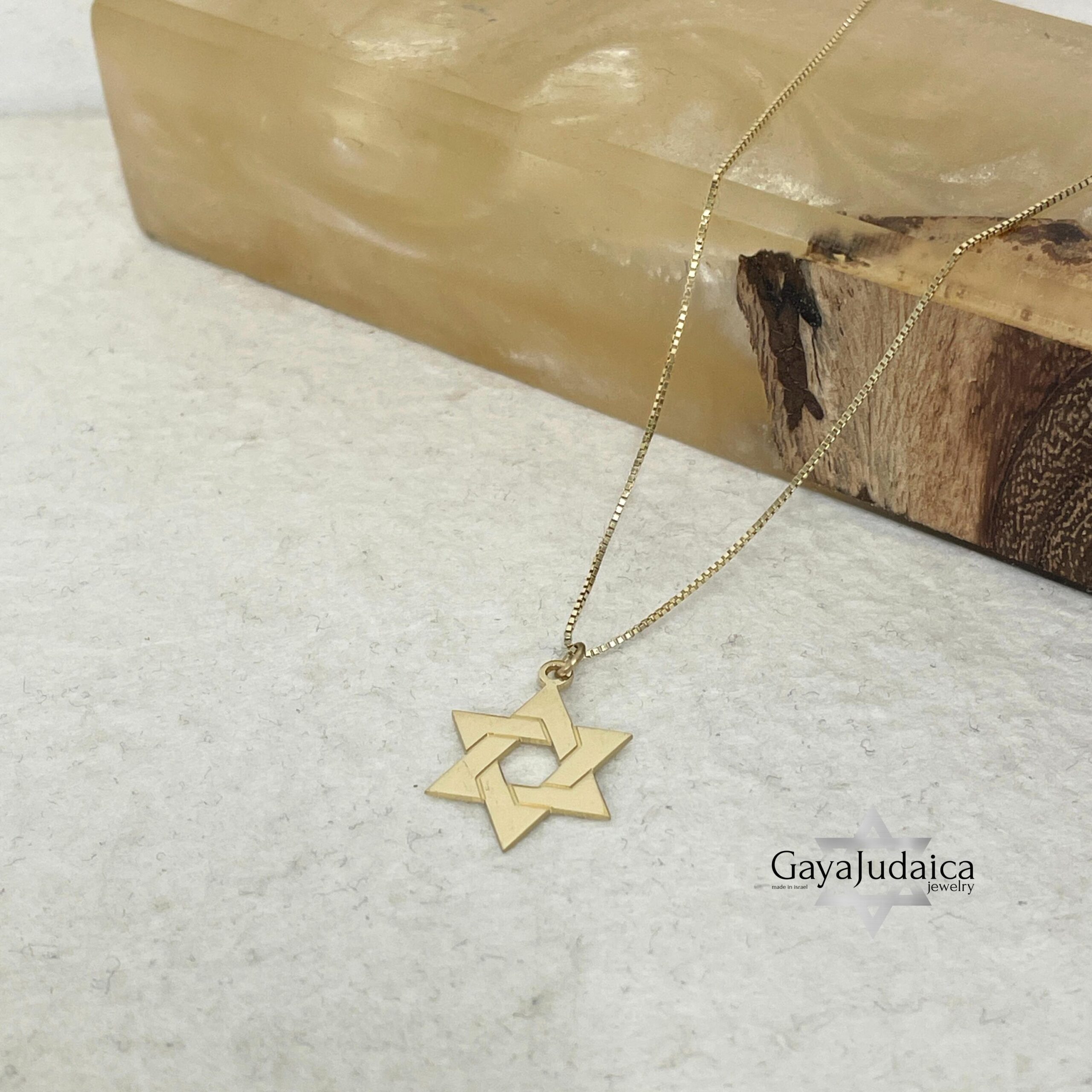14K Gold Star of David Necklace, Handmade Judaica Jewelry, Israel 14K Gold Star of David Necklace, Handmade Judaica Jewelry, Israel