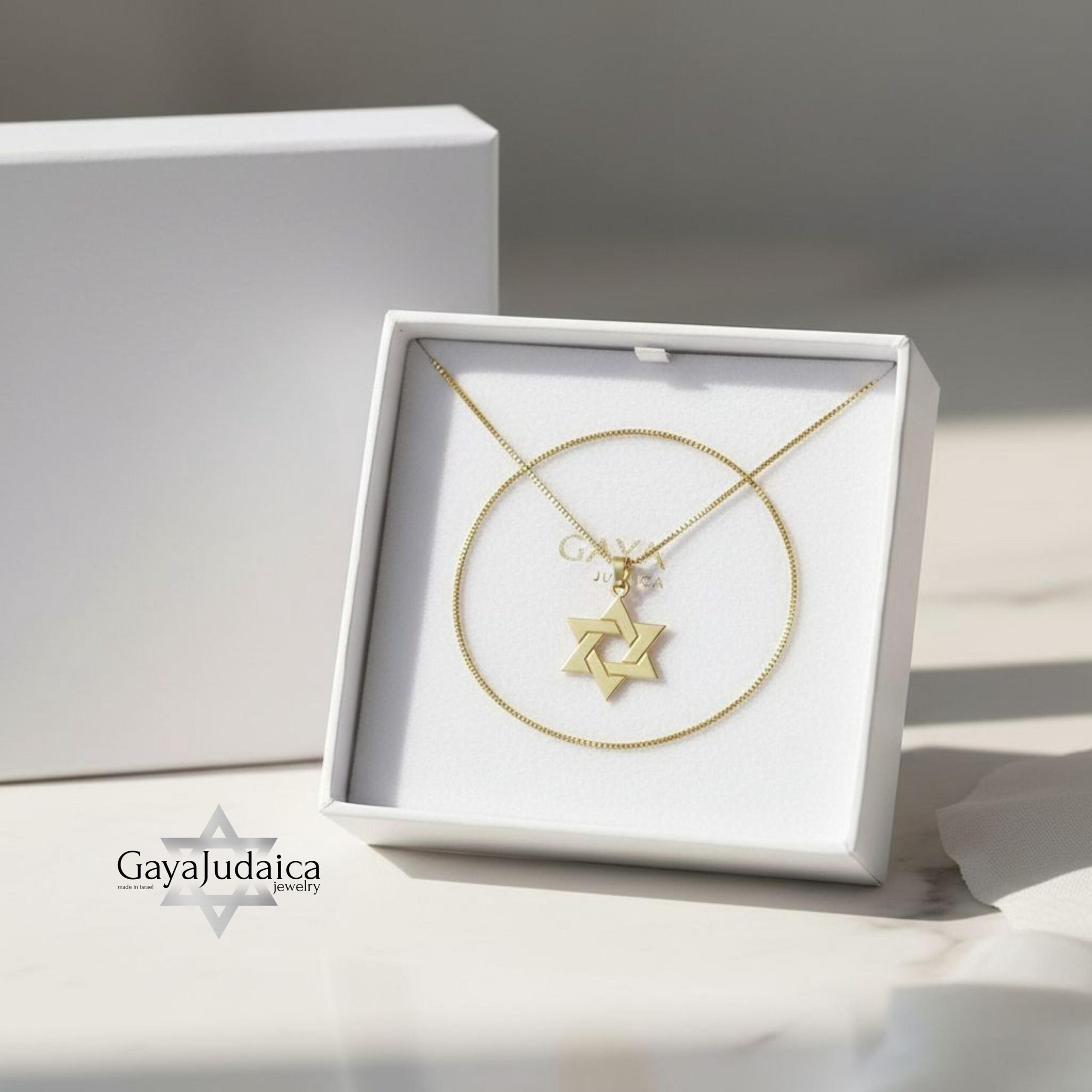 14K Gold Star of David Necklace, Handmade Judaica Jewelry, Israel 14K Gold Star of David Necklace, Handmade Judaica Jewelry, Israel