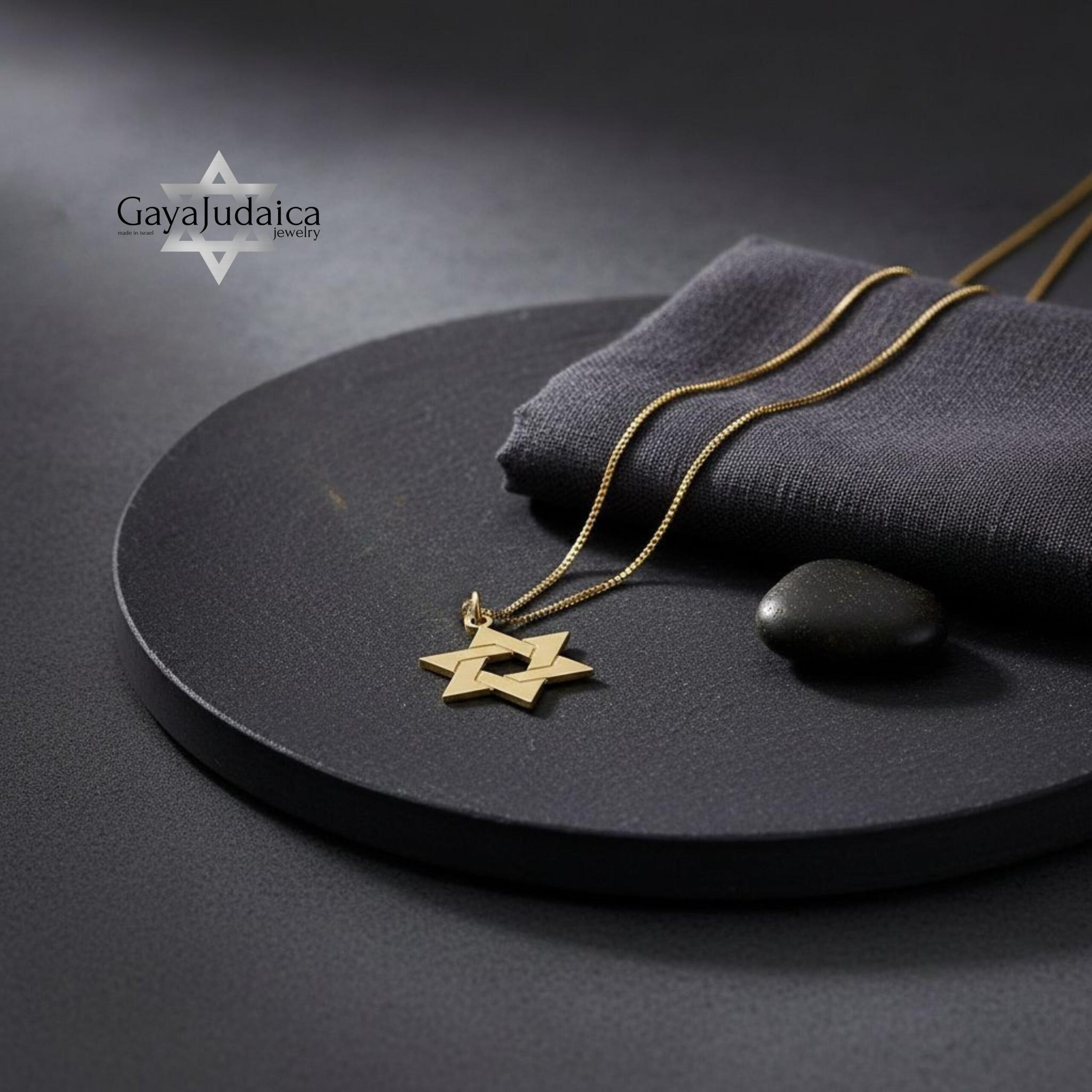 14K Gold Star of David Necklace, Handmade Judaica Jewelry, Israel 14K Gold Star of David Necklace, Handmade Judaica Jewelry, Israel