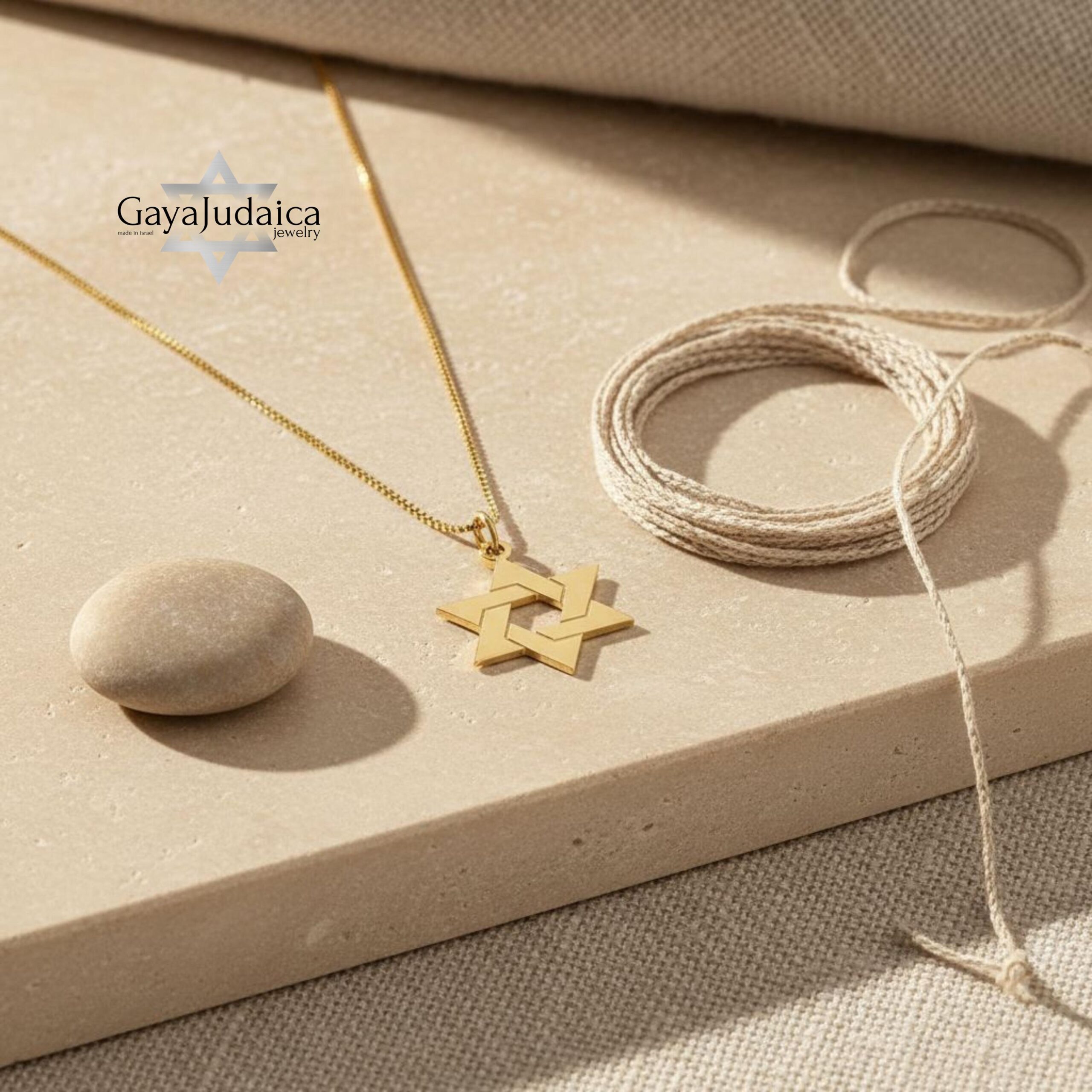 14K Gold Star of David Necklace, Handmade Judaica Jewelry, Israel 14K Gold Star of David Necklace, Handmade Judaica Jewelry, Israel