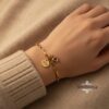 Personalized Hebrew Name Charm Bracelet with Heart Birthstone - Custom Gold Chain Jewelry from Israel - handmade in Israel