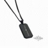 Onyx Dog Tag Necklace for Men, Engraved Black Stainless Steel Pendant, Curb Chain - handmade in Israel