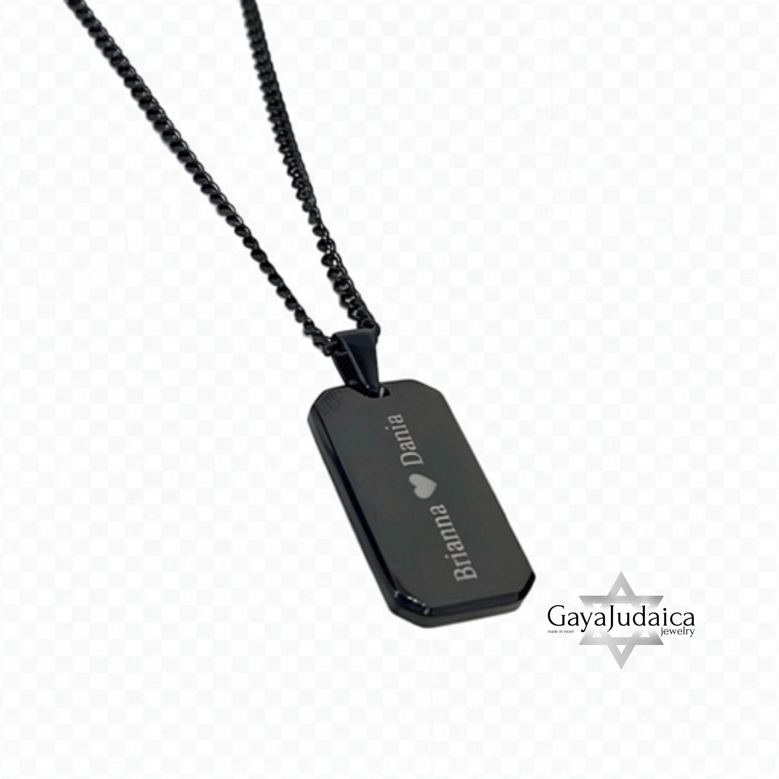 Onyx Dog Tag Necklace for Men, Engraved Black Stainless Steel Pendant, Curb Chain Onyx Dog Tag Necklace for Men, Engraved Black Stainless Steel Pendant, Curb Chain