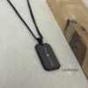 Onyx Dog Tag Necklace for Men, Engraved Black Stainless Steel Pendant, Curb Chain - handmade in Israel