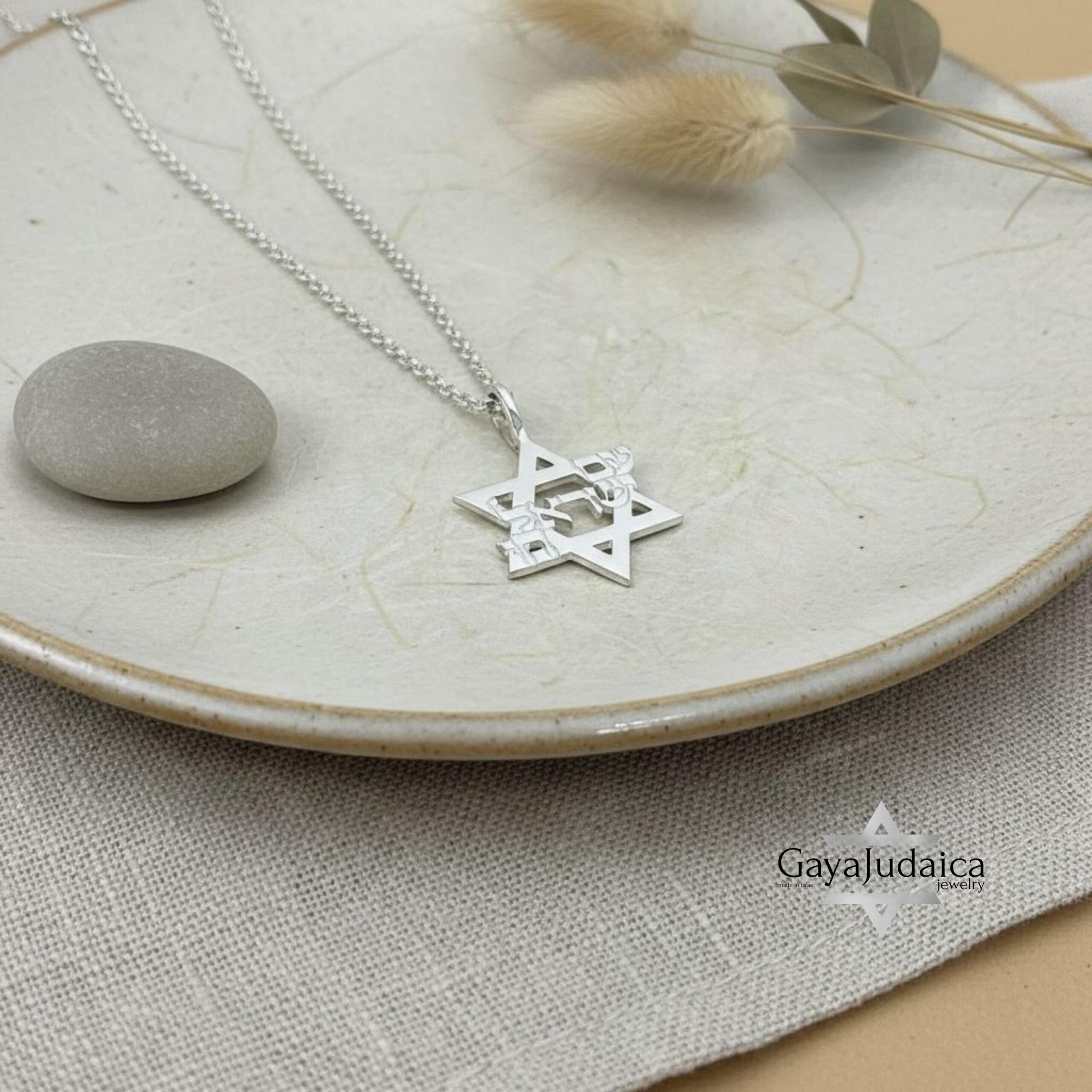 Am Yisrael Chai Star of David Necklace, Sterling Silver Hebrew Letters Am Yisrael Chai Star of David Necklace, Sterling Silver Hebrew Letters
