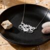 Custom Name Necklace in Hebrew, Sterling Silver Block Letters 17mm, Gold or Rose Plated - handmade in Israel