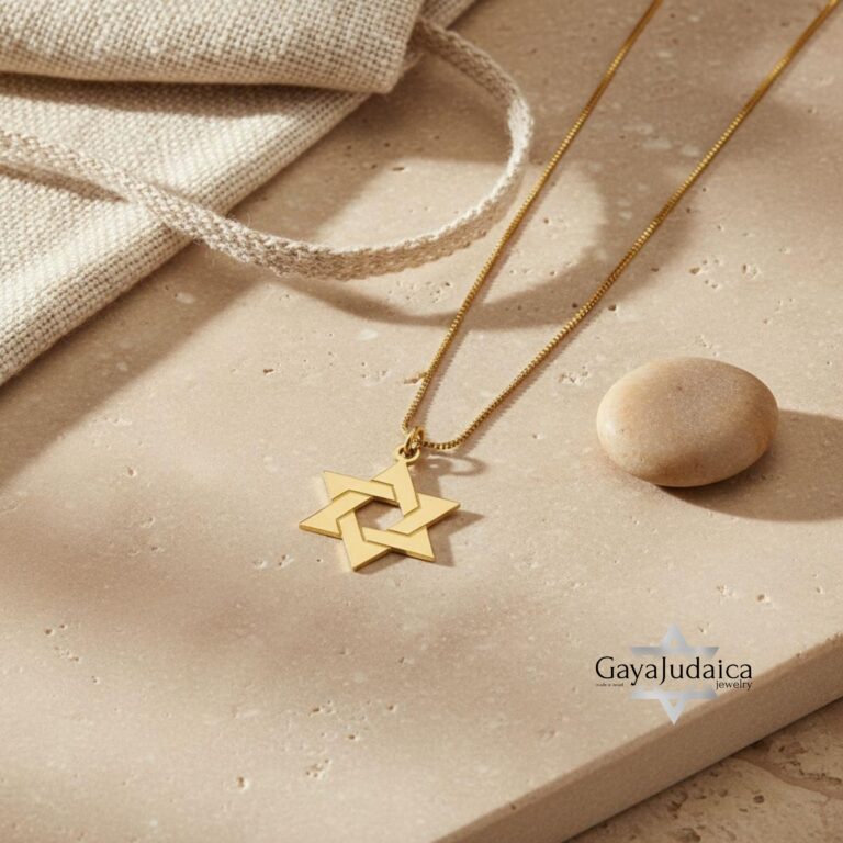 14K Gold Star of David Necklace: Handmade Judaica Jewelry, Israel