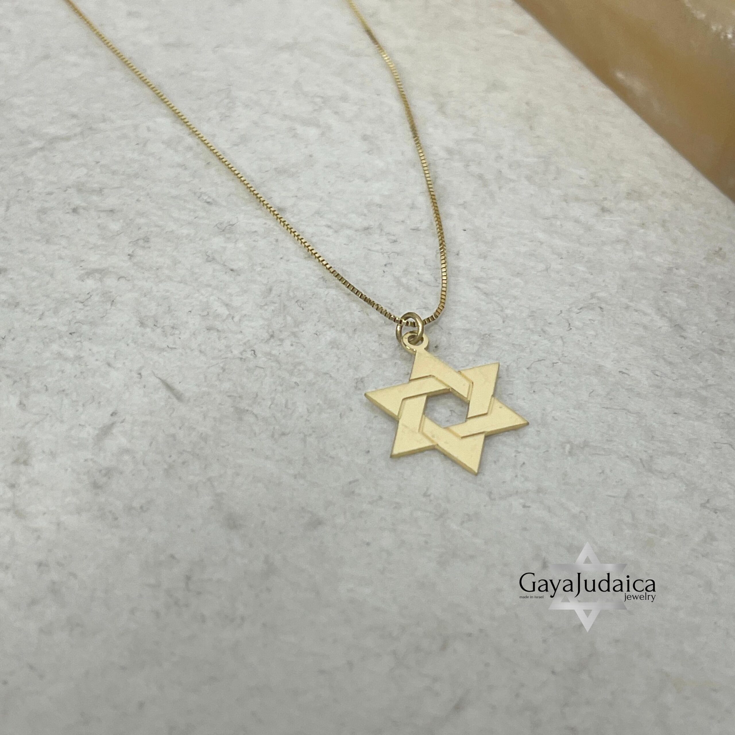 14K Gold Star of David Necklace, Handmade Judaica Jewelry, Israel 14K Gold Star of David Necklace, Handmade Judaica Jewelry, Israel