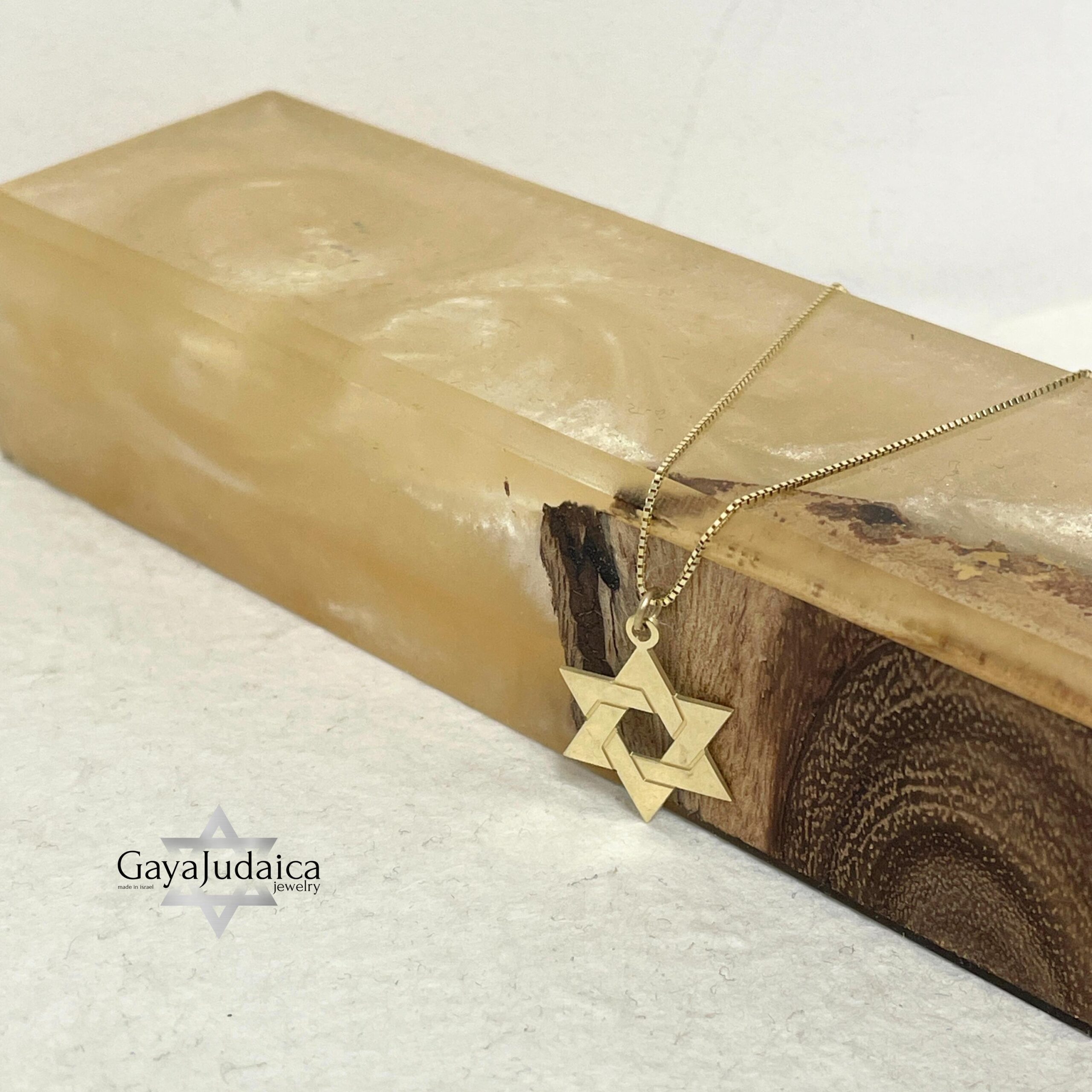 14K Gold Star of David Necklace, Handmade Judaica Jewelry, Israel 14K Gold Star of David Necklace, Handmade Judaica Jewelry, Israel