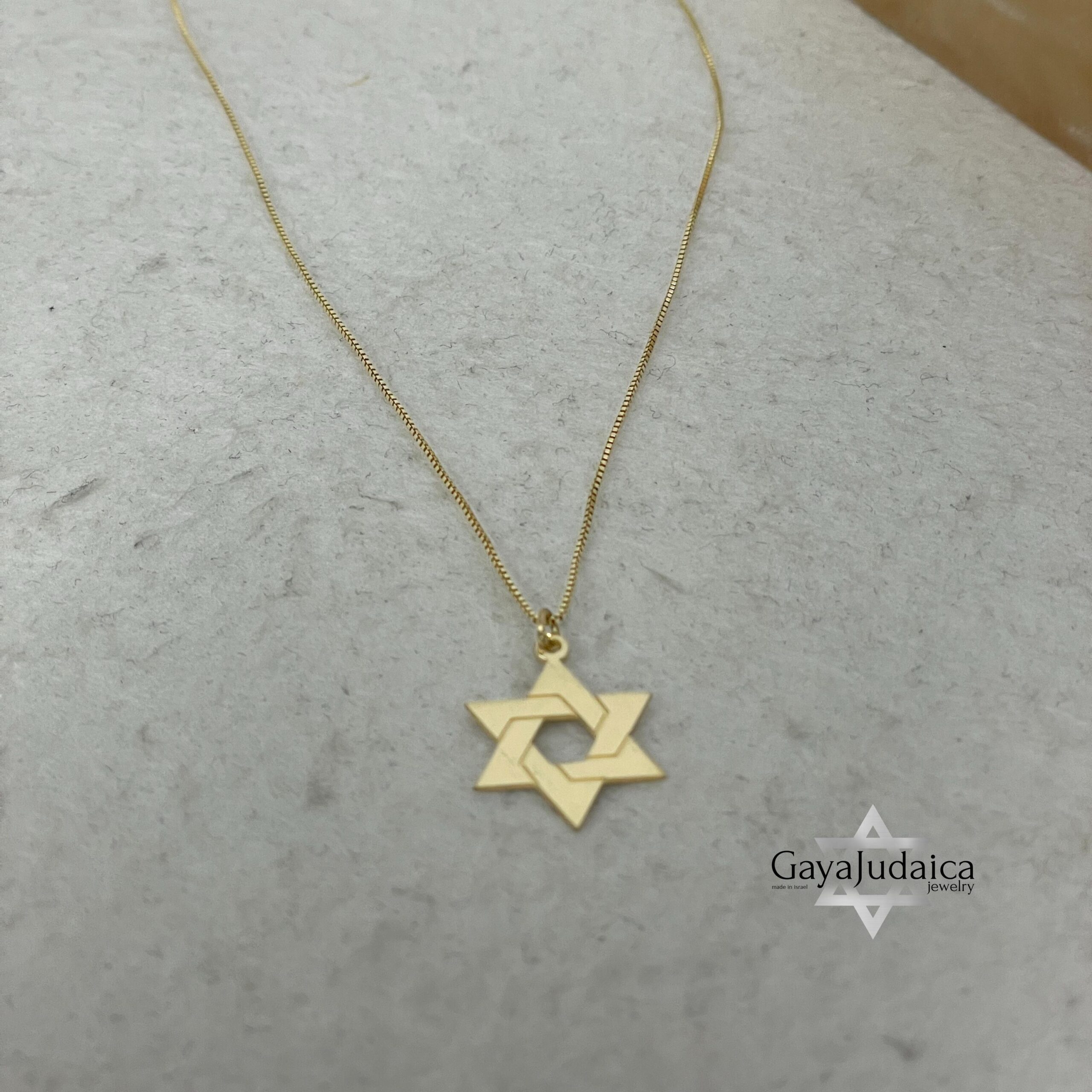 14K Gold Star of David Necklace, Handmade Judaica Jewelry, Israel 14K Gold Star of David Necklace, Handmade Judaica Jewelry, Israel