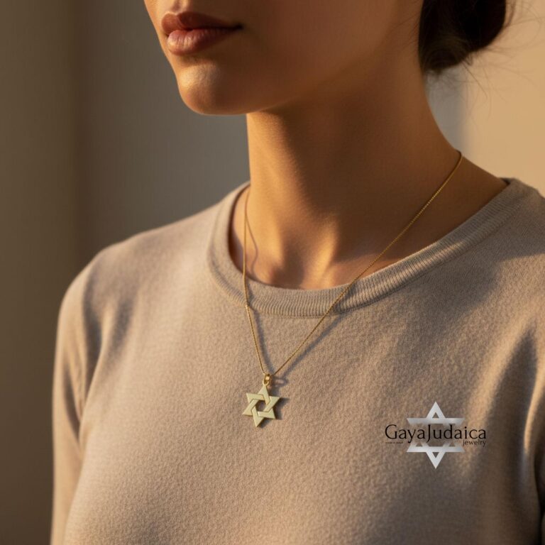 14K Gold Star of David Necklace: Handmade Judaica Jewelry, Israel - handmade in Israel