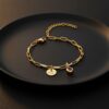 Personalized Hebrew Name Charm Bracelet with Heart Birthstone - Custom Gold Chain Jewelry from Israel - handmade in Israel