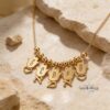 Multiple Name Necklace Sterling Silver, Engraved Hamsa Charms in Hebrew, 3 to 8 Pendants - handmade in Israel