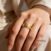Hebrew Ring 14K Solid Gold, 8mm Wide Band, Raised Name or Verse, Custom Engraved - handmade in Israel