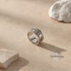 Hebrew Bible Verse Ring 10mm: Two Tone 14K Gold & Sterling Silver Wedding Band - handmade in Israel