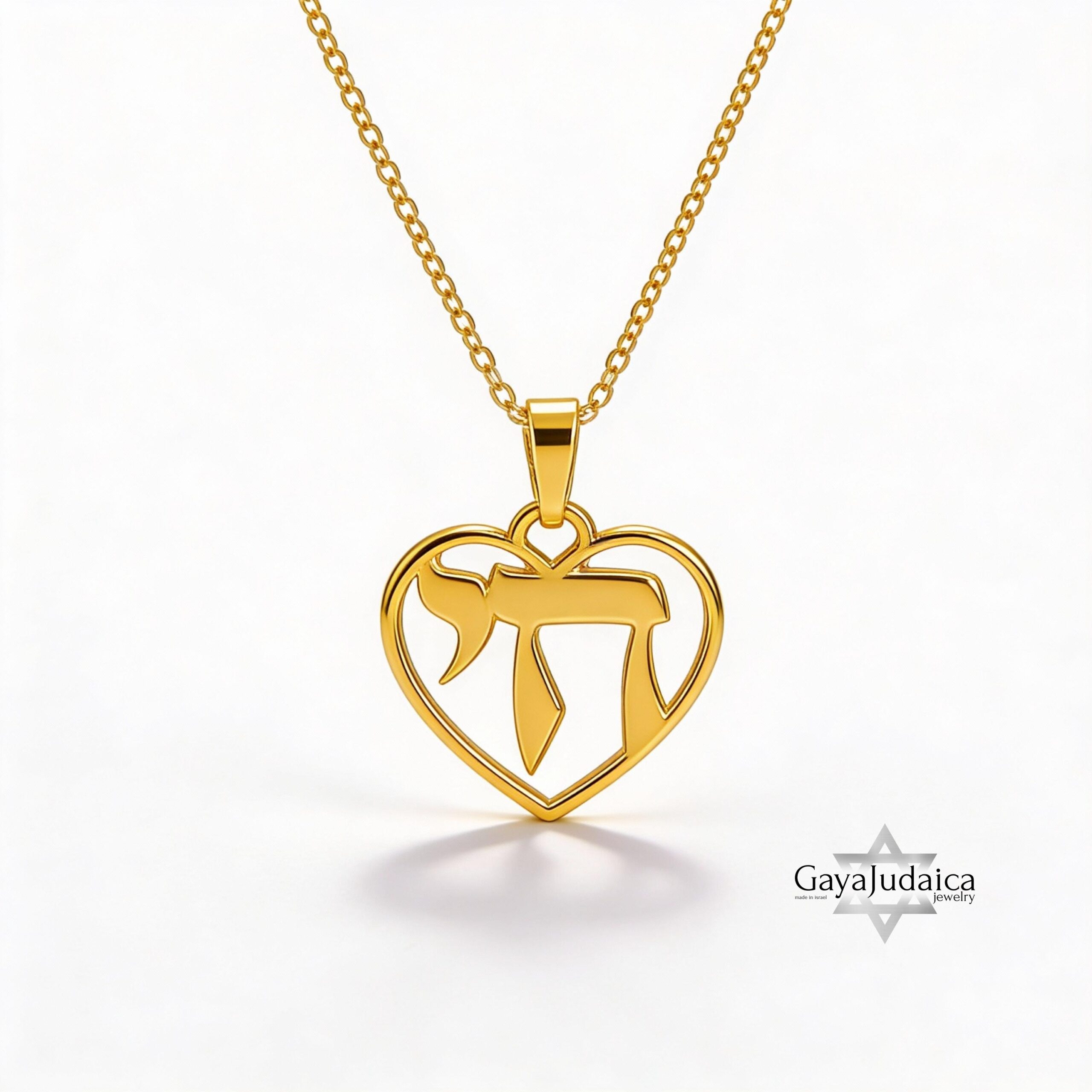 Chai Heart Necklace Sterling Silver, Cutout Hebrew Life Symbol, 21mm Judaica Pendant Chai Heart Necklace Sterling Silver, Cutout Hebrew Life Symbol, 21mm Judaica Pendant